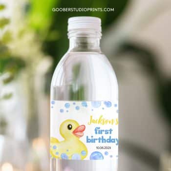 Rubber Duck Birthday Water Bottle Label
