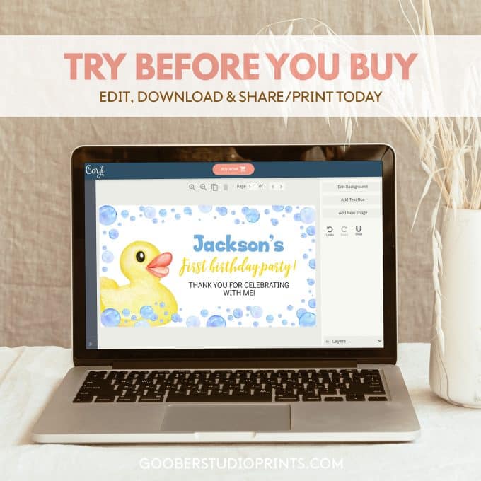 Rubber Duck Birthday Gable Box Label - Goober Studio Prints