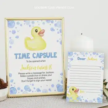 Rubber Duck Birthday Time Capsule Sign & Card