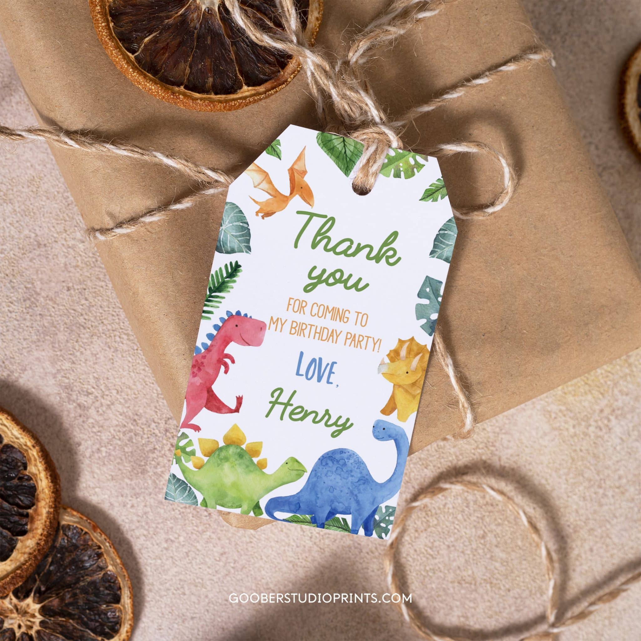 Dinosaur Birthday Thank You Tag - Image 2