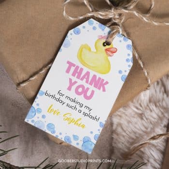 Rubber Duck Birthday Thank You Tag