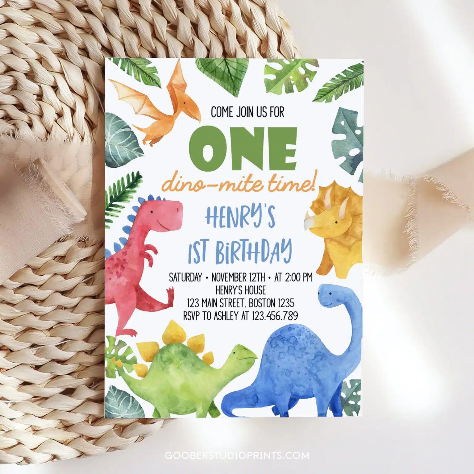 Dinosaur Birthday Thank You Favor Tag - Goober Studio Prints