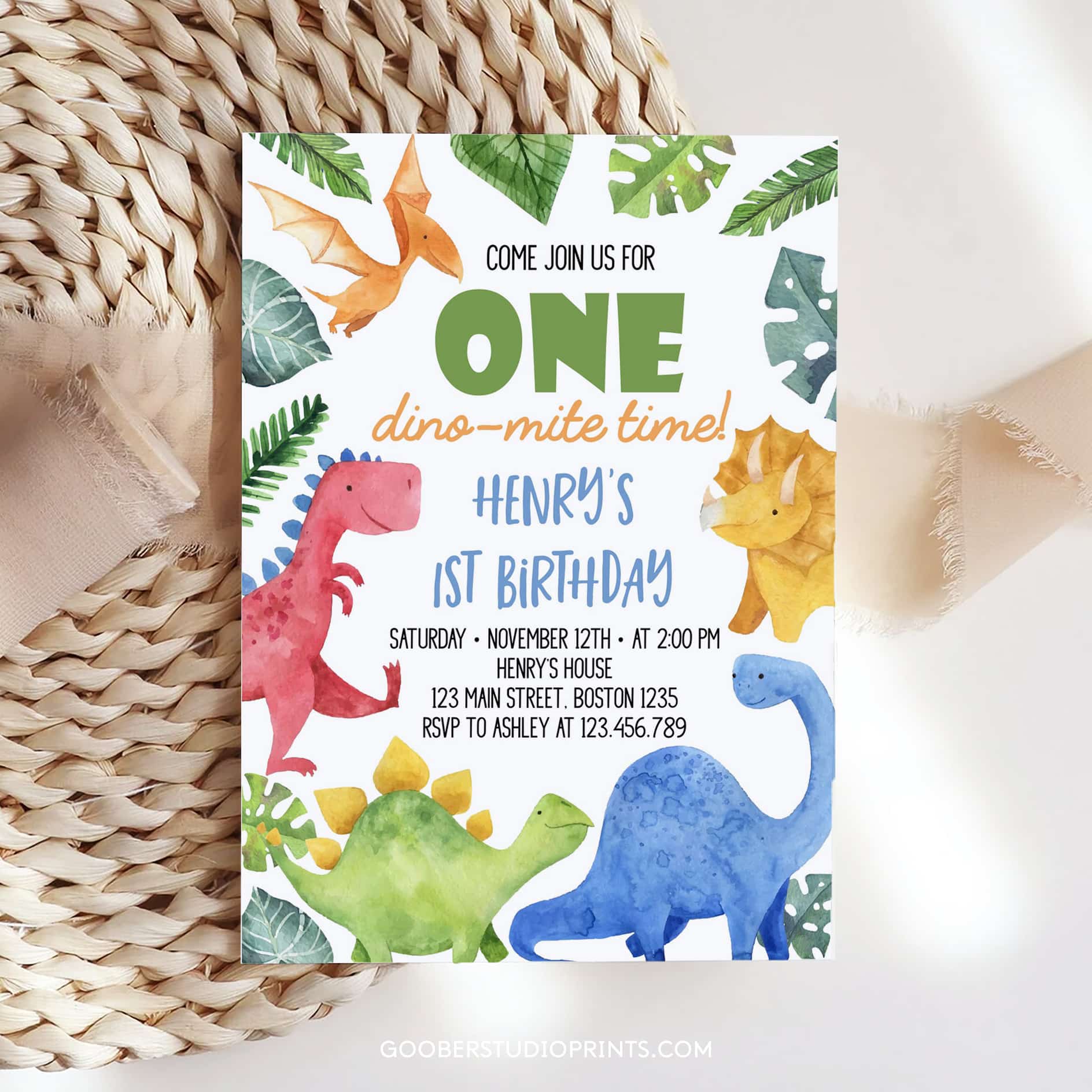 Dinosaur Printable Birthday Invitations