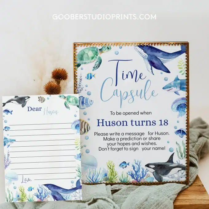 Under The Sea Birthday Time Capsule Sign & Card