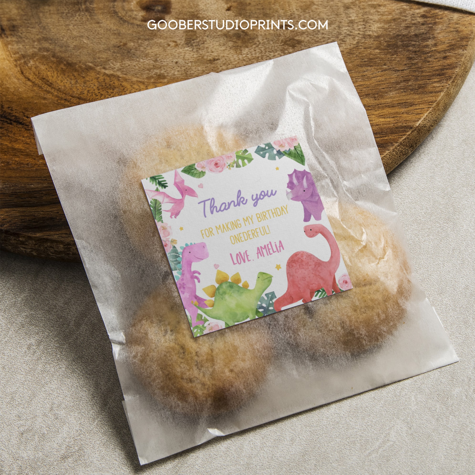 Dinosaur Birthday Thank You Favor Tag - Image 3