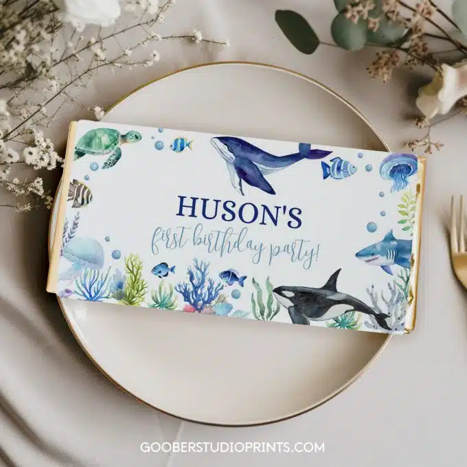 Under The Sea Birthday Chocolate Bar Wrappers