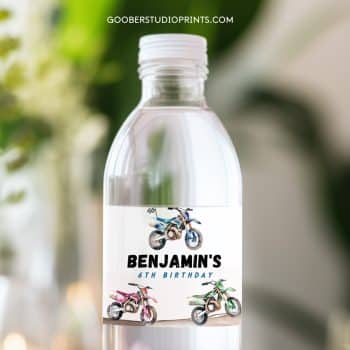 Dirt Bike Birthday Water Bottle Label