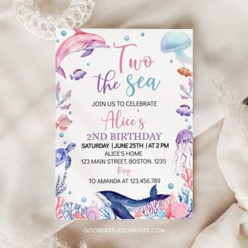 Under The Sea Second Birthday Invitation
