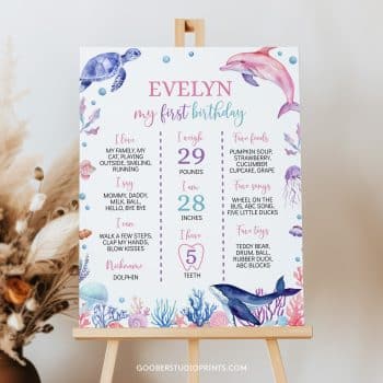 Under The Sea Birthday Milestone Poster