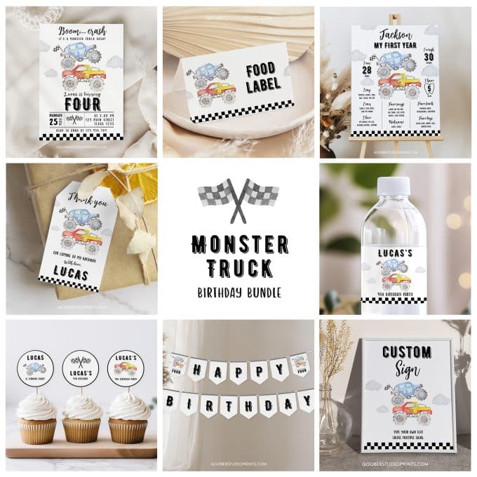 Monster Truck Birthday Set Bundle