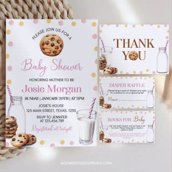 Milk and Cookies Baby Shower Invitation Set