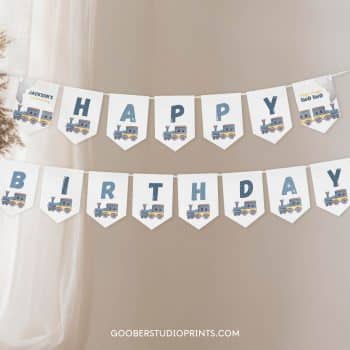 Train Birthday Banner