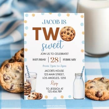 Two Sweet Milk and Cookies Birthday Invitation