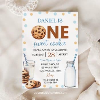 Milk and Cookies First Birthday Invitation