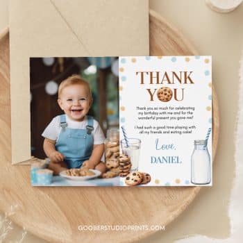 Milk and Cookies Birthday Thank You Card