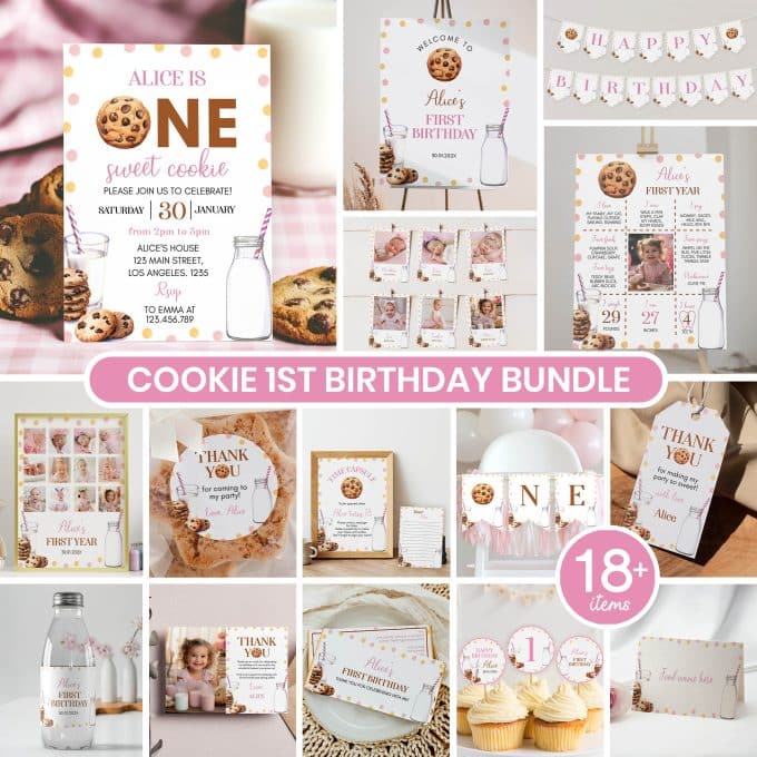 Milk and Cookies First Birthday Party Bundle