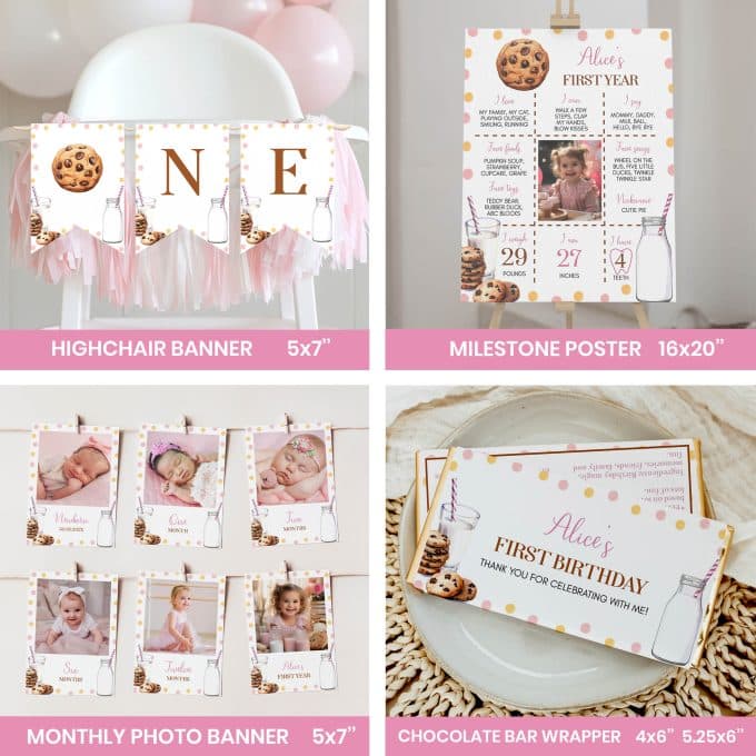 Milk and Cookies First Birthday Party Bundle - Image 7