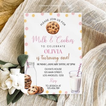 Milk and Cookies First Birthday Invite