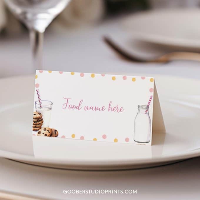 Milk and Cookies Birthday Food Tent Cards - Image 2