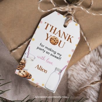 Milk and Cookies Birthday Thank You Tag