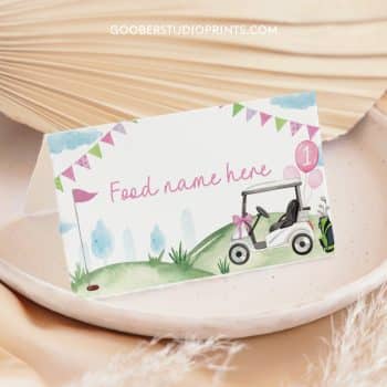 Golf Birthday Food Tent Cards