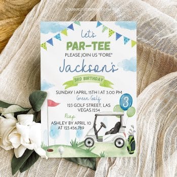 Golf First Birthday Invite