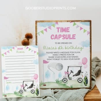 Golf Birthday Time Capsule Sign & Card