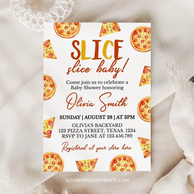 Pizza Baby Shower Invitation