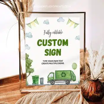 Garbage Truck Birthday Custom Sign