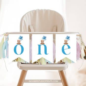 Teddy Bear Birthday Highchair Banner