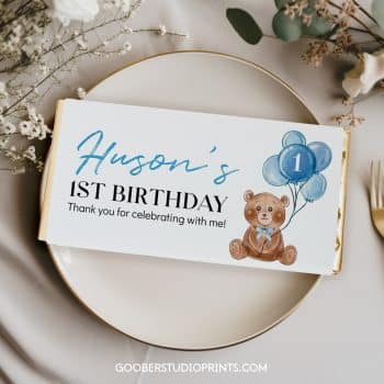 Teddy Bear Birthday Chocolate Bar Wrappers