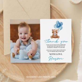 Teddy Bear Birthday Thank You Card