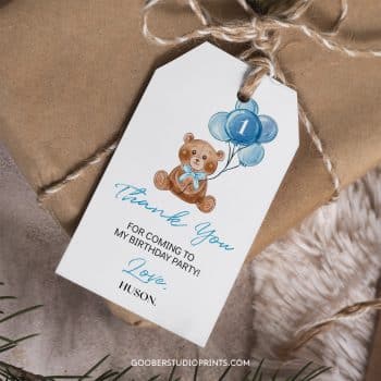 Teddy Bear Birthday Thank You Tag