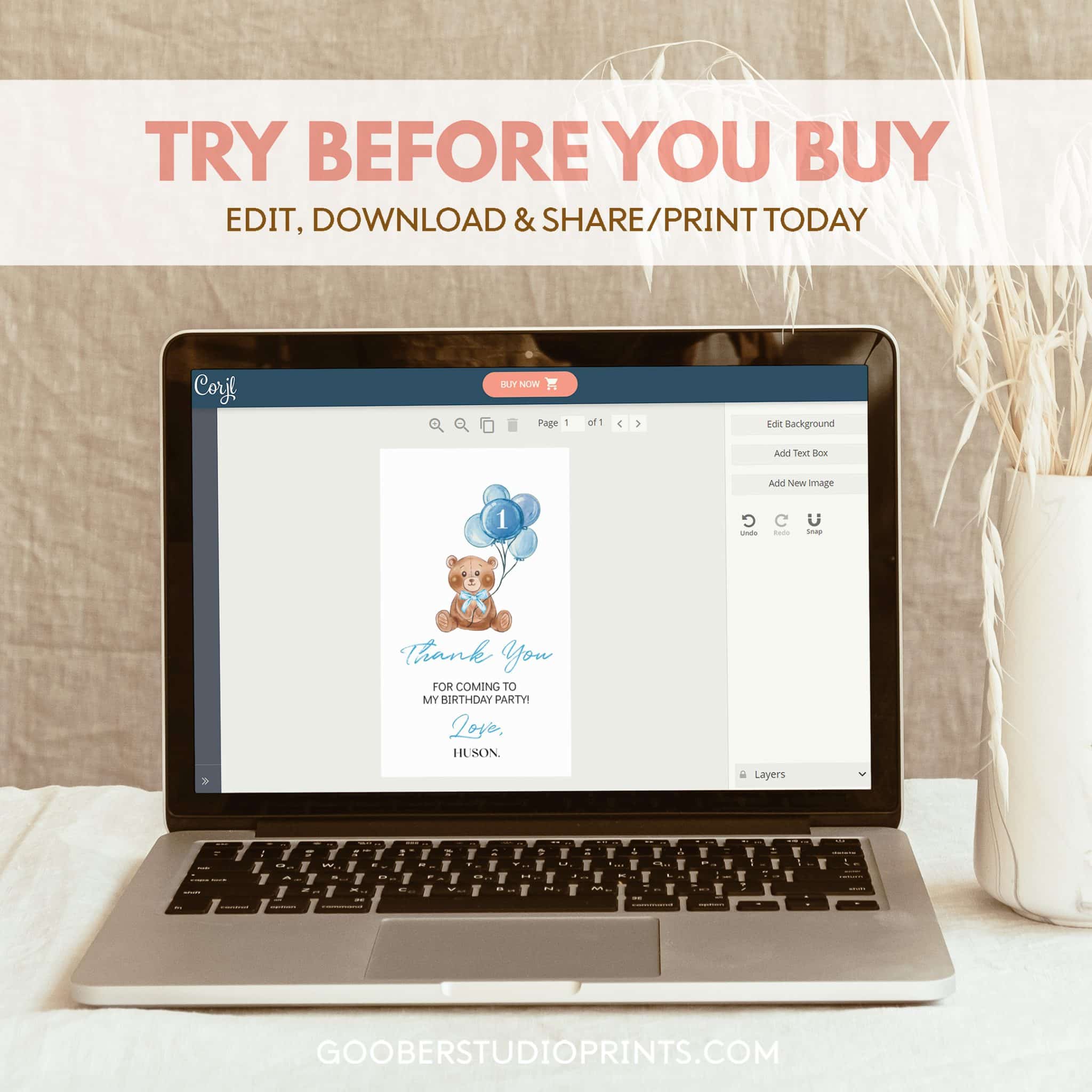 Teddy Bear Birthday Thank You Tag - Image 4