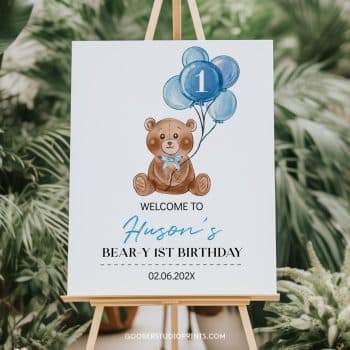 Teddy Bear Birthday Welcome Sign