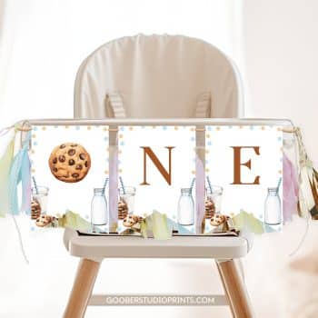 Milk and Cookies Birthday Highchair Banner