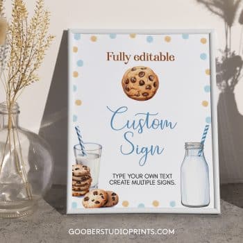 Milk and Cookies Birthday Custom Sign