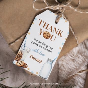 Milk and Cookies Birthday Thank You Tag