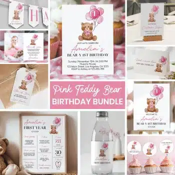 Teddy Bear Birthday Invitation Bundle