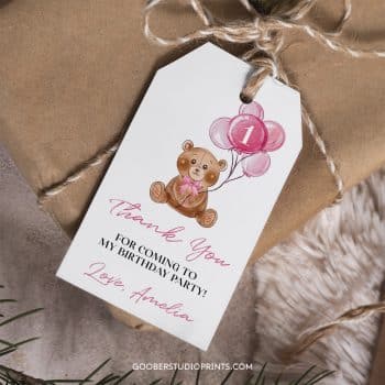 Teddy Bear Birthday Thank You Tag