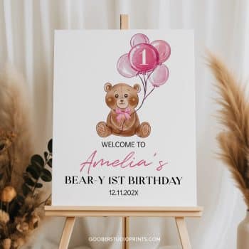 Teddy Bear Birthday Welcome Sign