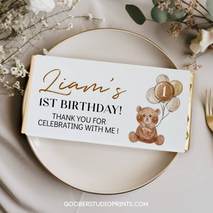 Teddy Bear Birthday Chocolate Bar Wrappers