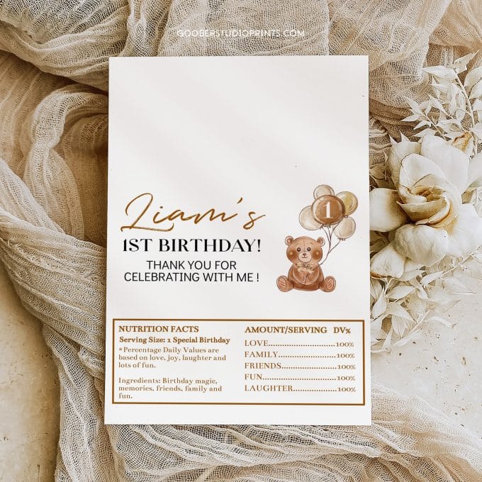 Teddy Bear Birthday Chocolate Bar Wrappers - Image 2
