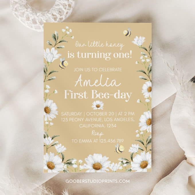 Bee & Daisy First Birthday Invitation - Image 2