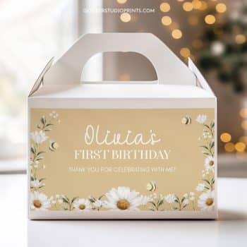 Daisy & Bee Birthday Gable Box Label