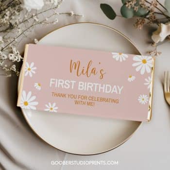 Daisy Birthday Chocolate Bar Wrappers