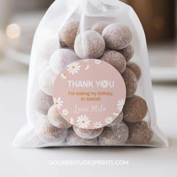 Daisy Birthday Thank You Favor Tag