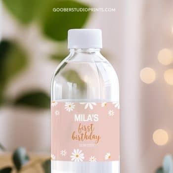 Daisy Birthday Water Bottle Label