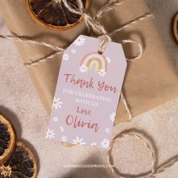 Daisy Rainbow Birthday Thank You Tag