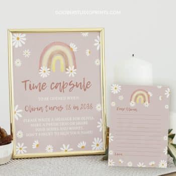 Daisy Rainbow Birthday Time Capsule Sign & Card